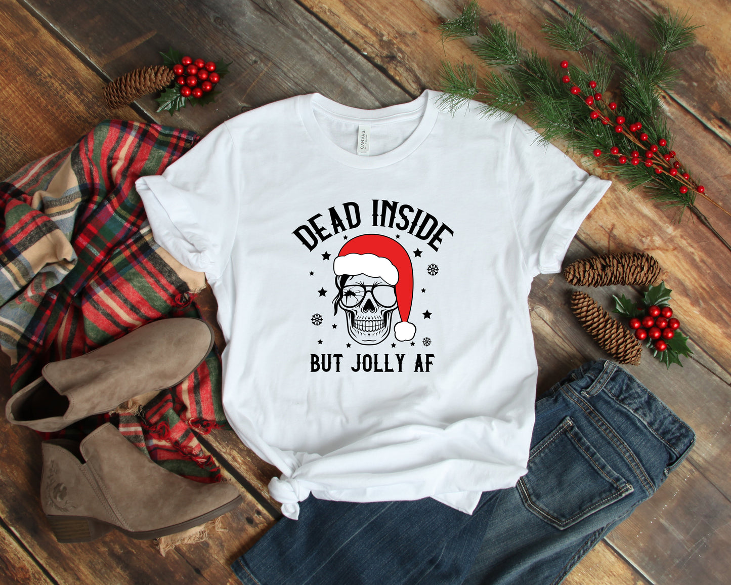 Dead Inside But Joly AF Christmas Skeleton Shirt, Christmas Shirt