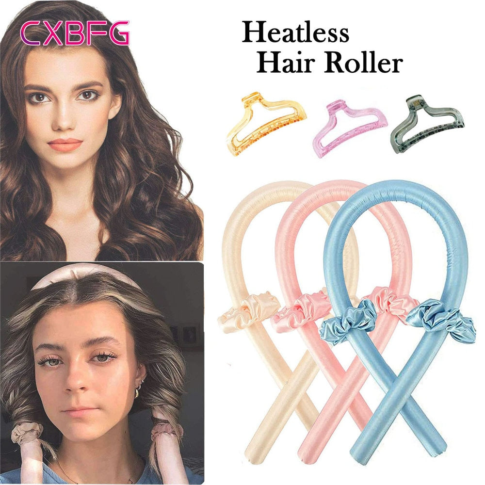 Heatless Curling Rod Headband No Heat Silk Curls Ribbon Hair Rollers Sleeping Soft Headband Lazy Hair Curlers Hair Styling Tools